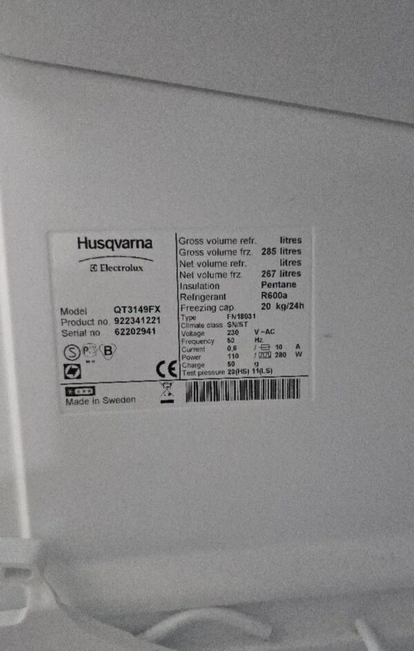 "Husqvarna - Electrolux", polovni zamrzivac, 285l, 185 cm, garancija 6 meseci, prevoz ukljucen u cenu - Image 4