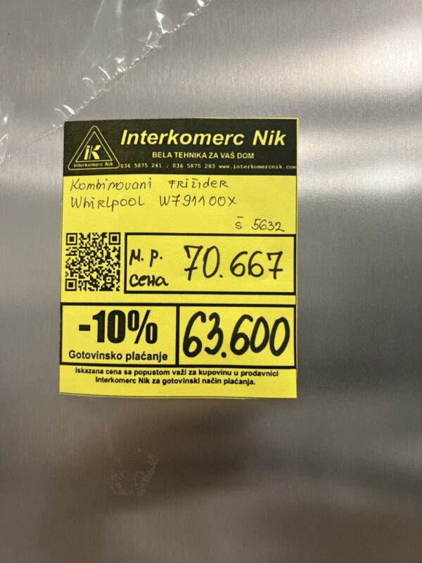 Nov kombinovani frizider sa blagim estetskim ostecenjima "Whirlpool", 368 L,  A+, No Frost, 202 cm, garancija 25 meseci, prevoz ukljucen u cenu - Image 19