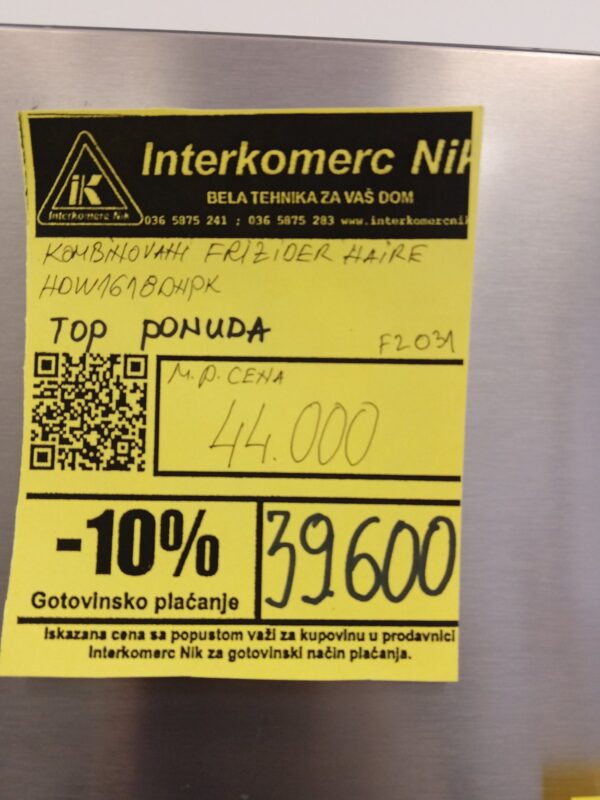 Nov kombinovani frizider "Haier", sa estetskim ostecenjima, 340 l, Total No Frost, Inverter, 185 cm, Inox, garancija 25 meseci, prevoz ukljucen u cenu - Image 7