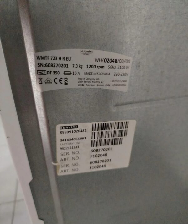 "Ariston - HotPoint" polovna ves masina sa punjenjem odozgo, 6 kg, 1200rpm, garancija 6 meseci, prevoz ukljucen u cenu - Image 7