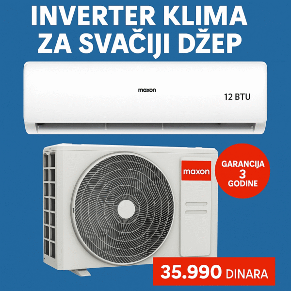 Nova klima " Maxon", 12 BTU, Inverter, A++, 3 godine garancija