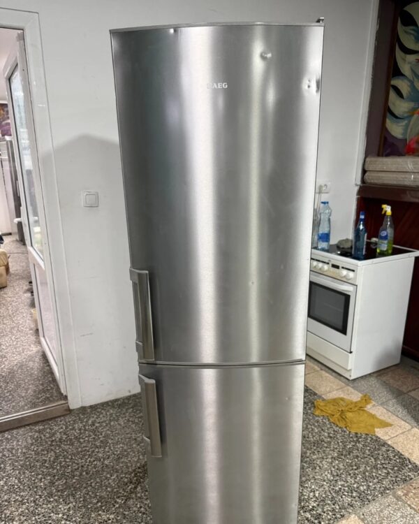 "AEG", GERMANY, Inox polovni kombinovani frižider, 338litara, 186 cm, prevoz ukljucen u cenu