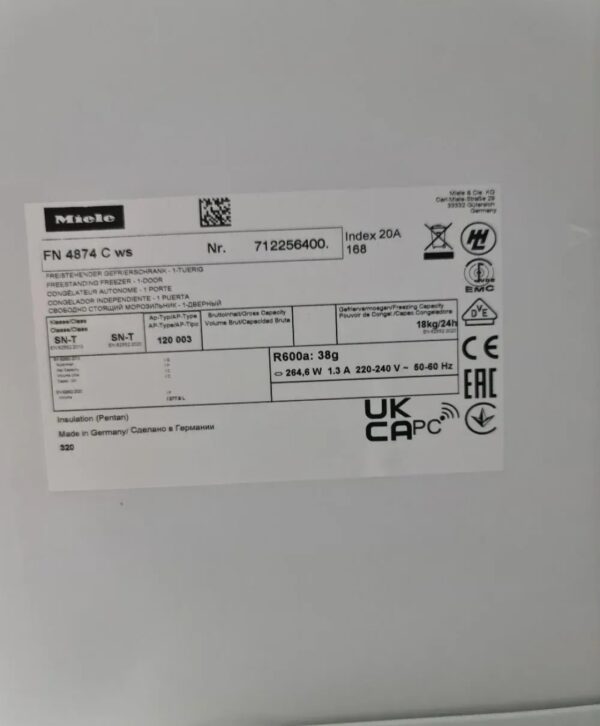 "Miele", vertikalni zamrzivac, NOVO - NEKORISCENO, inverter, No Frost, Led, touch, garancija 6 meseci, moguc prevoz - Slika 4