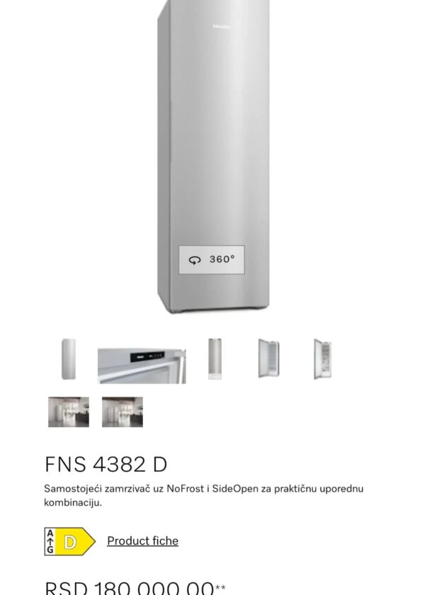 "Miele", zamrzivac , inox - NOVO, inverter, No Frost, LED, touch, 185 cm, garancija 6 meseci, moguc prevoz - Slika 3