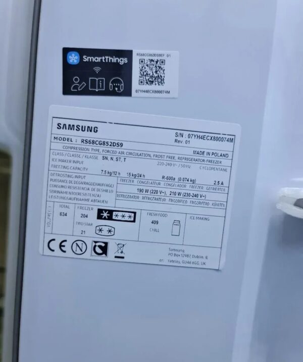 "Samsung", americki frizider - side by side, NOV - NEKORISCEN,  smart, inverter, LED, WI-FI, PERFEKTAN, garancija 6 meseci, moguc prevoz - Slika 4