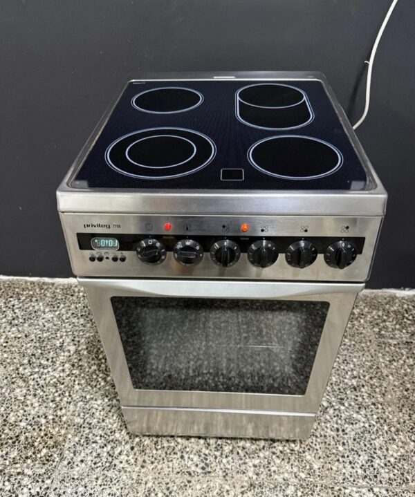 "PRIVILEG", GERMANY, inox polovan šporet, 50 cm, ravna ploča, Turbo,  monofazni, klizači u rerni, prevoz ukljucen u cenu