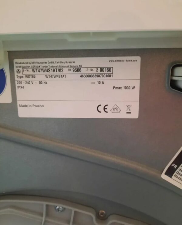 "Siemens IQ500", polovna masina za susenje vesa, 8kg, kondenzaciona sa pumpom, SelfCleaning, zastita od guzvanja vesa, garancija 6 meseci, moguc prevoz - Slika 8