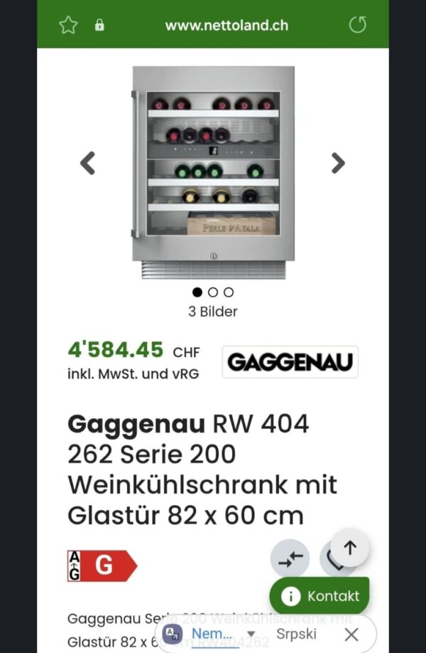 "Gaggenau", polovna ugradna vinska vitrina, inverter motor, 2 odvojene zone hladjenja, garancija 6 meseci, moguc prevoz, uvoz CH - Slika 6