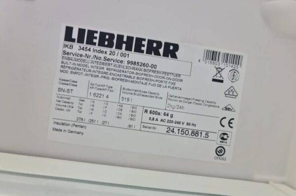 "Liebherr", polovni ugradni frizider, 319l, NoFrost, inverter motor A+++, 177x55xm, garancija 6 meseci, moguc prevoz - Slika 11